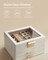 Jewelry Box Organizer with Glass Lid, 3-Layer Jewelry Storage, with 2 Drawers, Modern Style, 8 x 9.1 x 5.3 Inches, Cloud White and Gold Color UJBC239WT